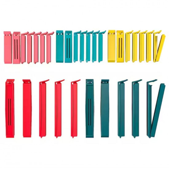 BEVARA Sealing clip, set of 30, mixed colours/mixed sizes