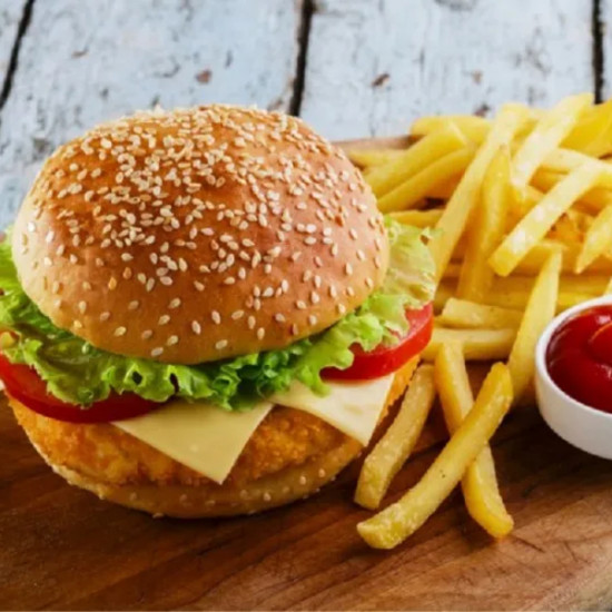 Chicken Burger With fries
